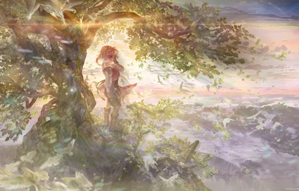 Девушка, пейзаж, природа, арт, dies irae