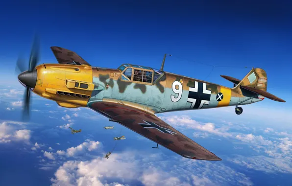 Германия, истребитель, вермахт, люфтваффе, Michal Reinis, Messerschmitt Bf 109E-7Trop