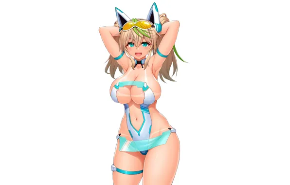 Girl, sexy, cleavage, bodysuit, long hair, boobs, anime, beautiful