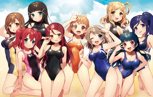 Girl, sexy, cleavage, long hair, boobs, anime, beautiful, pretty