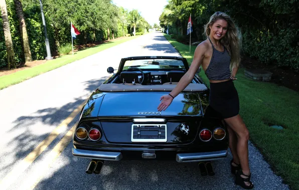 Картинка Ferrari, girl, Spyder, Daytona, 365 GTB