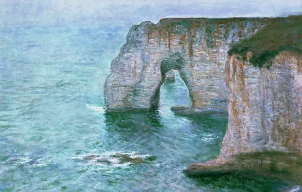 Картинка море, скала, картина, арка, Клод Моне, Маннпорт. Вид с Востока