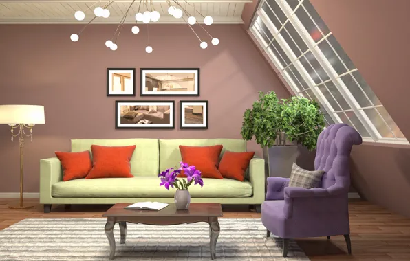 Дизайн, диван, интерьер, картины, гостиная, living room, модерн