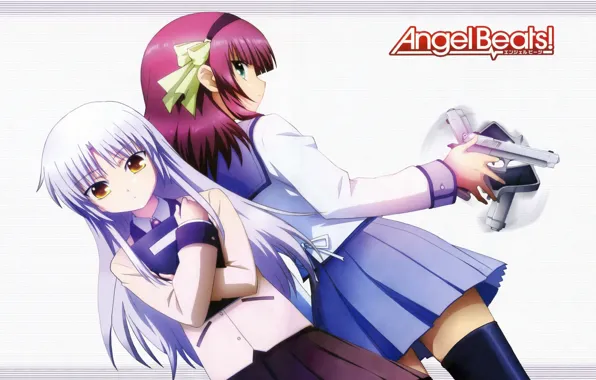 Оружие, девушки, Tachibana Kanade, Angel Beats, Nakamura Yuri