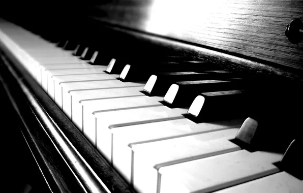 Картинка ч/б, клавиши, черно-белое, piano, Пианино