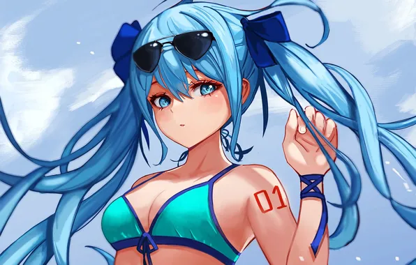Girl, sexy, Hatsune Miku, cleavage, Vocaloid, long hair, boobs, anime