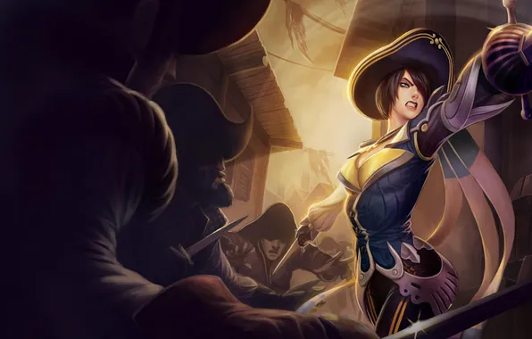 Девушка, пират, сабля, league of legends