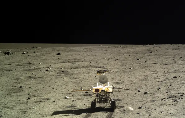 Картинка поверхность, Луна, CNSA, Китайское национальное космическое управление, Чанъэ-3, Chang'e 3, луноход Юйту, lunar rover Yutu