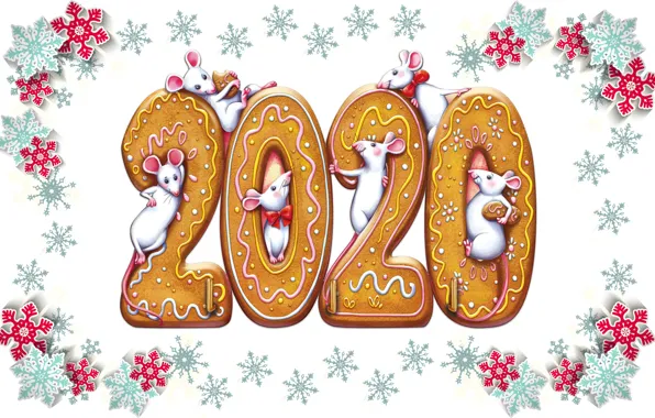 Праздник, новый год, мышь, 2020, печенье имбирное, новый год 2020