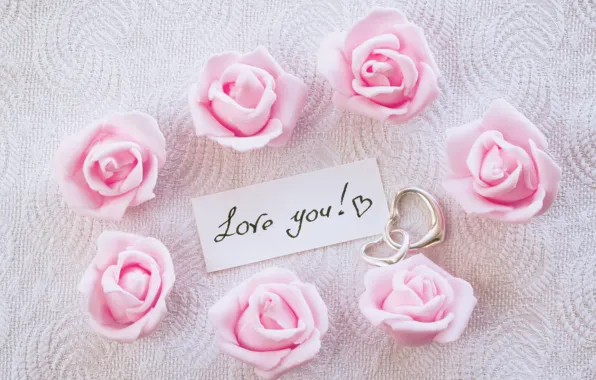 Сердечки, I love you, pink, romantic, hearts, gift, roses, розовые розы