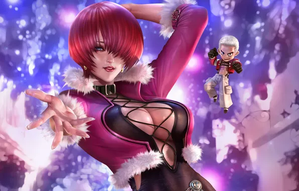 Девушка, жест, the king of fighters, каре