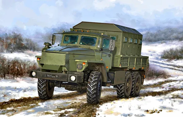 Снег, Россия, Звезда-В, Урал-4320, Армейский грузовик