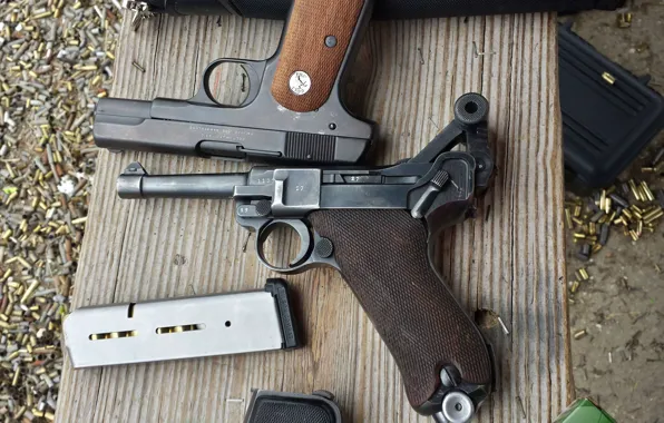 Оружие, пистолеты, Luger P08, M1908 Colt