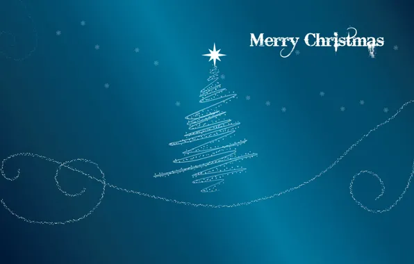 Синий, фон, праздник, голубой, звезда, елка, новый год, merry christmas