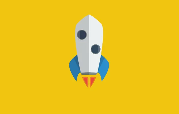 Yellow, rocket, flat design