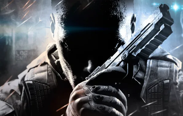 Картинка будущее, пистолет, оружие, солдат, перчатки, бронежилет, Treyarch, Call of Duty: Black Ops 2