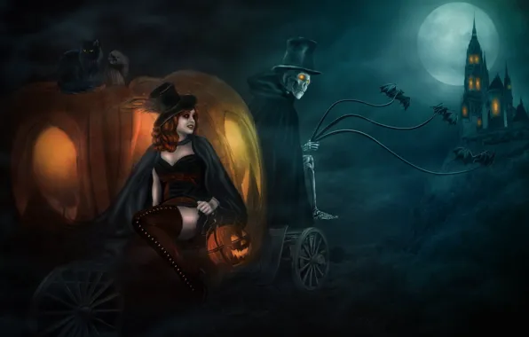 Картинка карета, halloween cinderella, хеллоуин