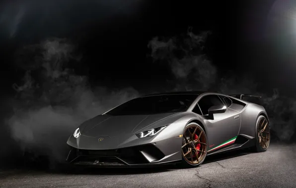 Картинка Lamborghini, Light, Smoke, Gray, VAG, Performante, Huracan, Sight