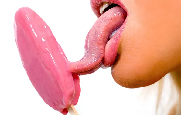 Картинка язык, рот, мороженое