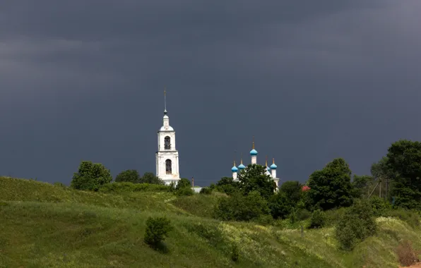 Гроза, небо, облака, шторм, церковь, храм, россия, православие