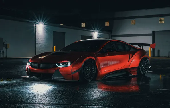 Авто, Ночь, Машина, Car, Night, Рендеринг, BMW i8, Transport & Vehicles