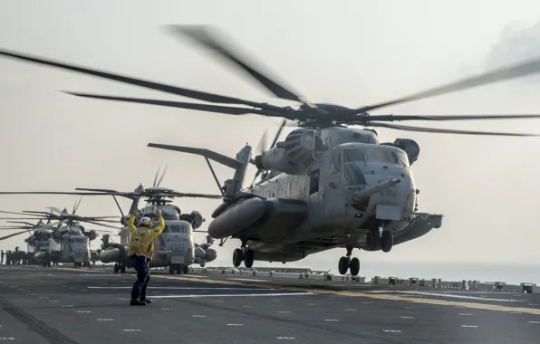 Вертолеты, палуба, Super Stallion, CH-53E