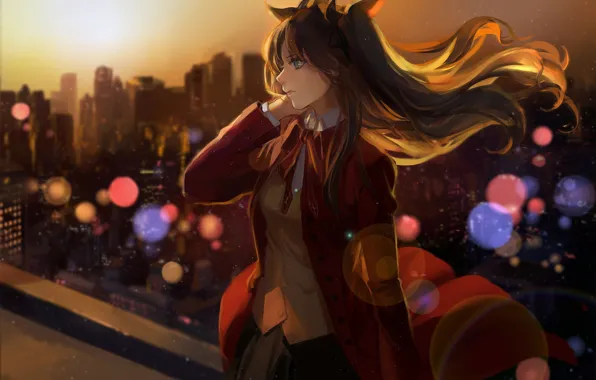 Девушка, вечер, Рин, Тосака Рин, Судьба ночь схватки, Fate / Stay Night
