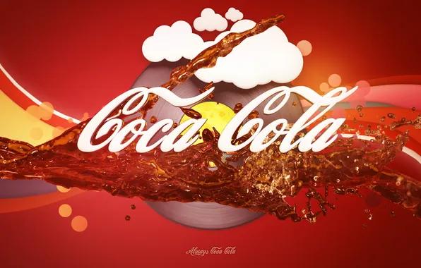 Облака, логотип, напиток, Coca-Cola
