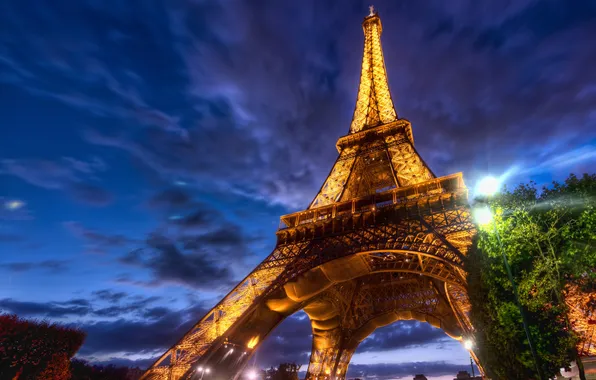 Картинка ночь, эйфелева башня, париж, франция, paris, night, france, eiffel tower