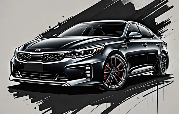 Kia, digital art, optima, ai art, нейросеть, kia optima gt, sketch art, neuro