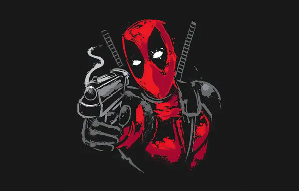 Картинка пистолет, маска, Deadpool, супер герой, Minimalist, Дедпул, марвел комикс