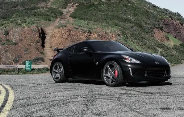 Nissan, black, 370z, vossen