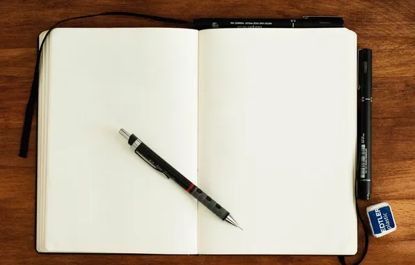 Notebook, pen, sheets