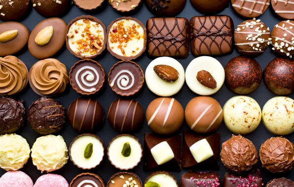 Картинка шоколад, конфеты, орехи, сладкое, chocolate, вкусно, sweet, nuts
