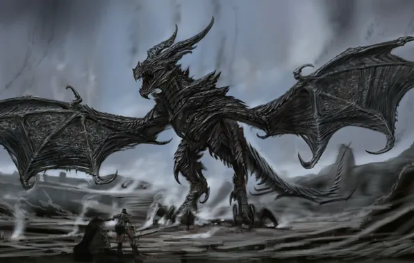 Monster, wings, man, dragon, fang, Alduin Body