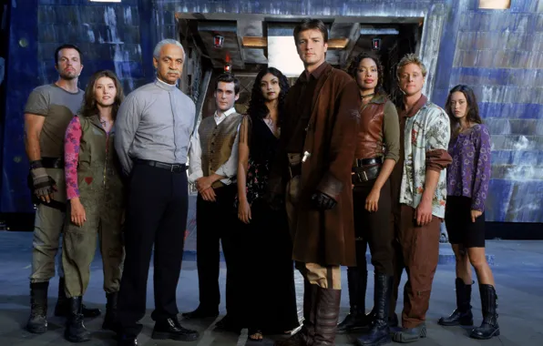 Morena Baccarin, Nathan Fillion, Summer Glau, Firefly, show, crew