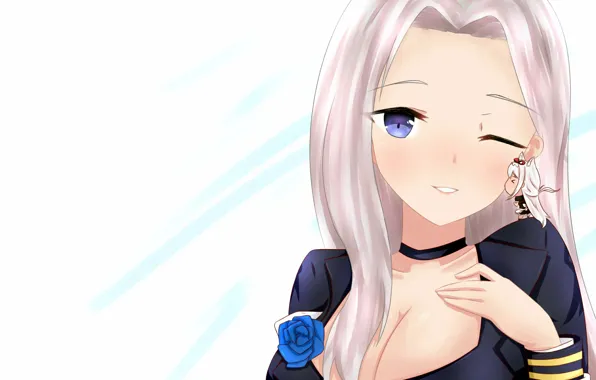 Girl, sexy, cleavage, blouse, long hair, boobs, anime, beautiful