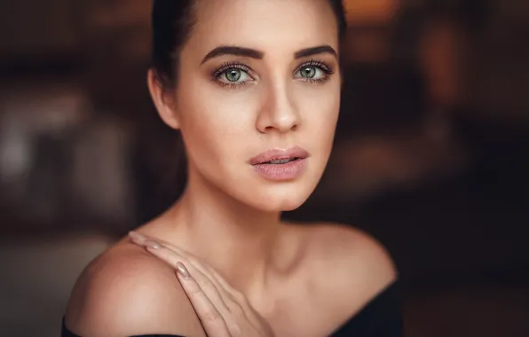 Портрет, макияж, брюнетка, прическа, боке, Jenna, Martin Kühn