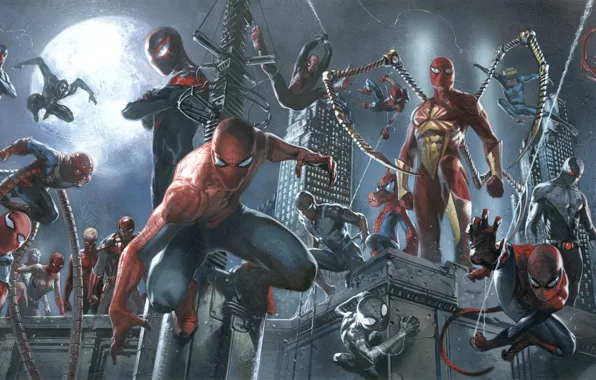 Marvel, spider man, spider girl, captain spider, miles morales, spider ham, spider verse, may parker
