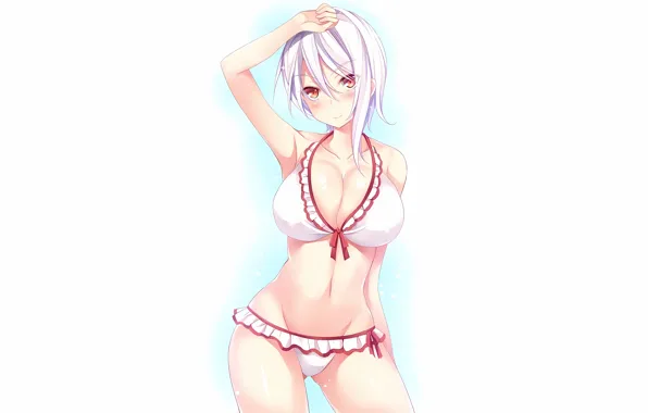 Girl, sexy, cleavage, boobs, anime, beautiful, red eyes, short hair