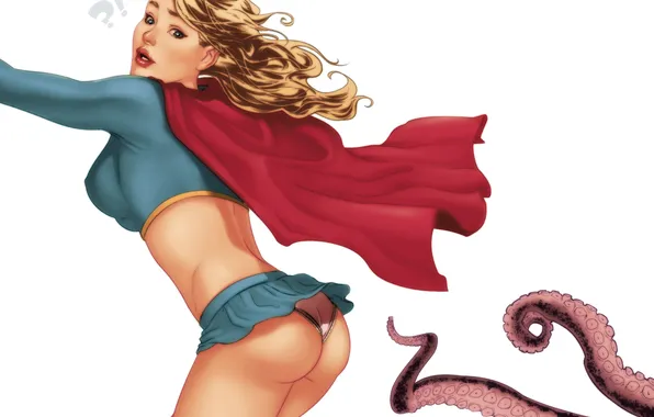 Попа, юбка, щупальце, Supergirl, attack, Super girl