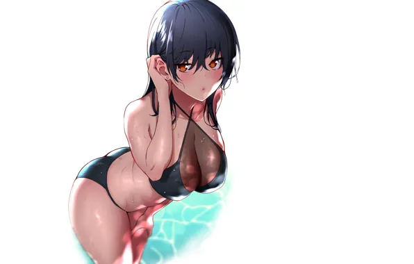 Girl, hot, sexy, wet, cleavage, beach, boobs, anime