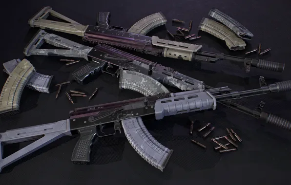 Картинка рендеринг, оружие, тюнинг, Автомат, Gun, weapon, render, Калашников