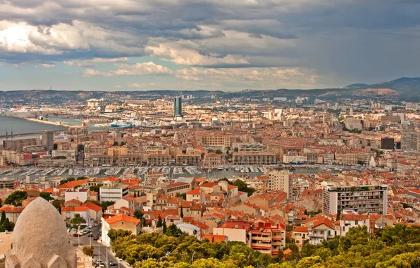 Город, фото, Франция, дома, сверху, Marseille