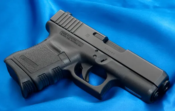 Картинка Пистолет, Обои, Фон, Ткань, Оружие, Глок, Glock, Wallpapers, Полотно, Weapons, Синее