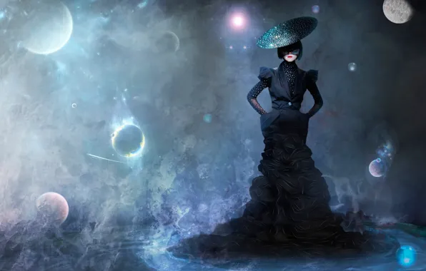 Картинка space, style, vision, abstraction, Magic, the girl in the black