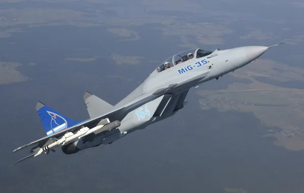 Картинка полет, высота, истребитель, местность, ракеты, многоцелевой, ВВС России, МиГ-35Д