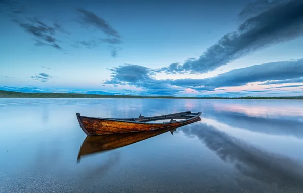Картинка озеро, лодка, Норвегия, Norway, Valdres