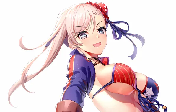 Girl, sexy, cleavage, pink hair, long hair, boobs, anime, beautiful