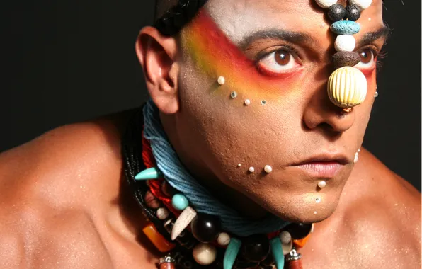 Man, makeup, close up, fancy dress